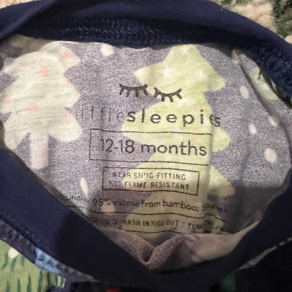 Little Sleepies Navy Twinkling Trees Two Piece Pajama Set 12-18 Months - Picture 6 of 7